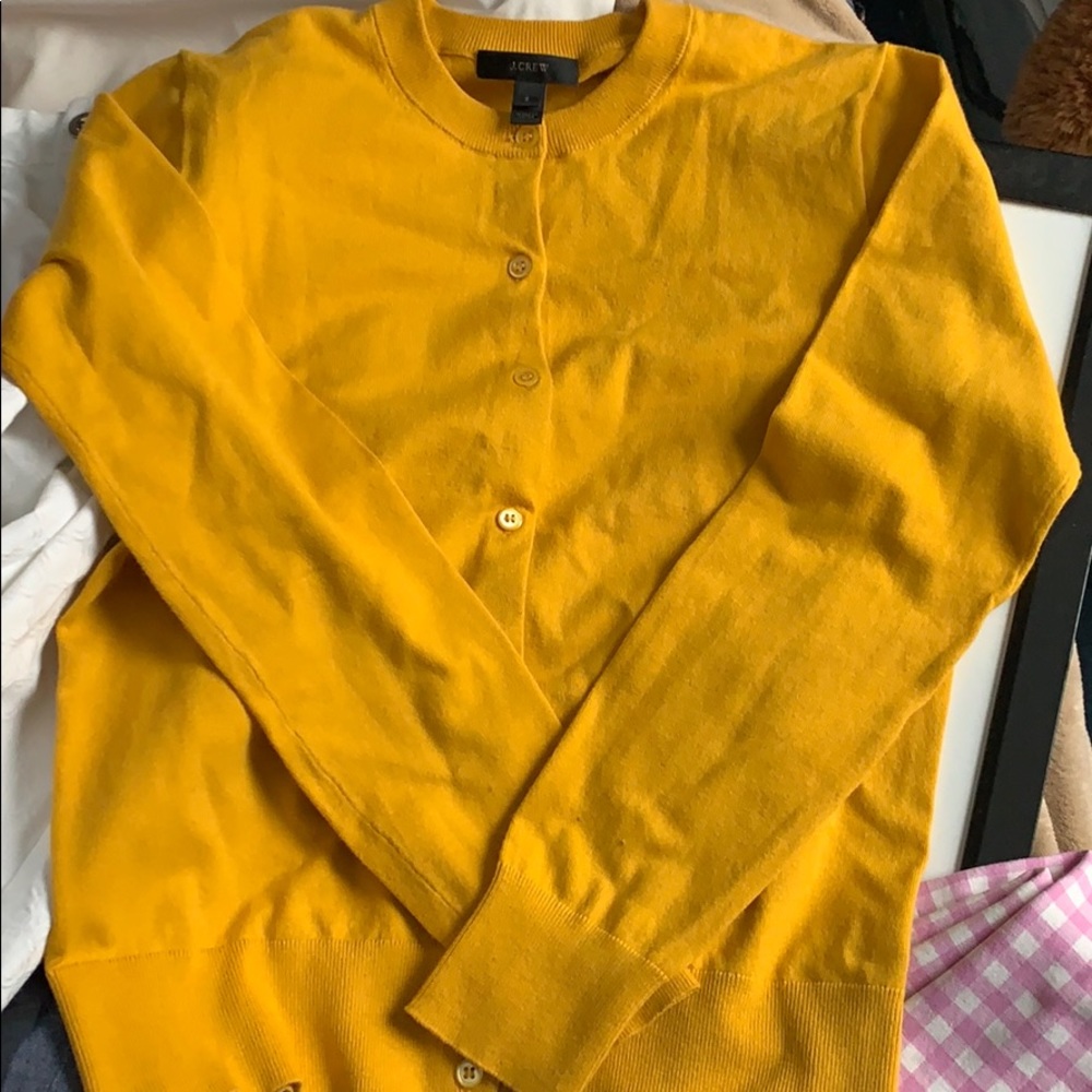 J Crew Cardigan Button up Small yellow/gold